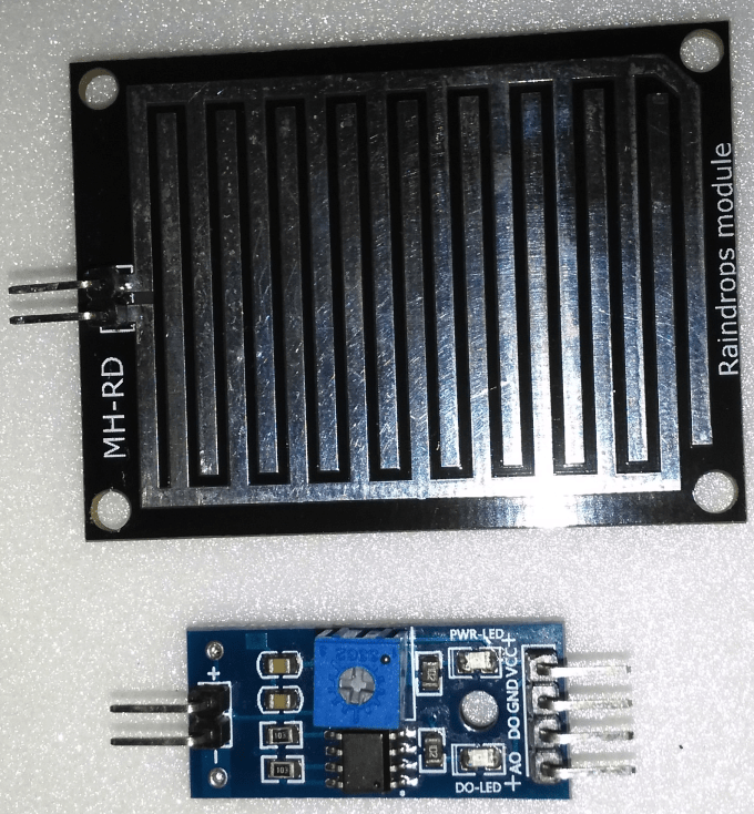 Picture of the rain sensor used for the tests.