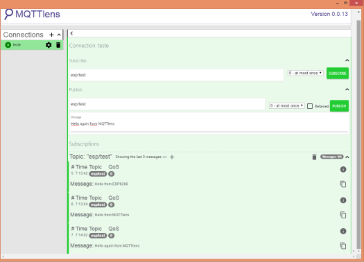 ESP8266 MQTT MQTTlens messages