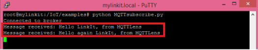 LinkIt Smart message from subscribed MQTT topic