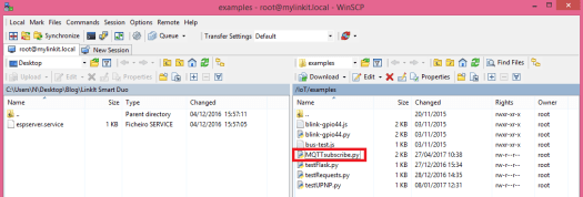 LinkIt Smart WinSCP MQTT file creation