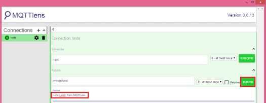 MQTTLens send message to LinkIt Smart