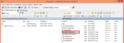 WinSCP creating Python MQTT publish file