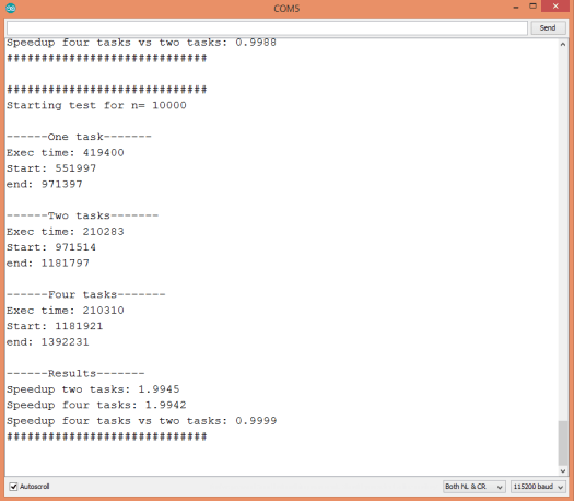 ESP32 Dual core speedup analysis