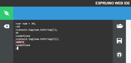 ESP32 Espruino toString binary