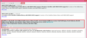 Installing OneWire library using the Arduino IDE library manager