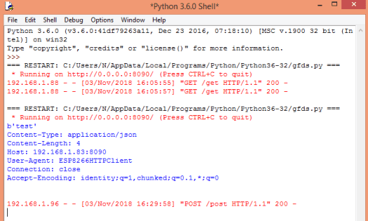 Reception of HTTP POST request from UART OBLOQ on a Flask Server
