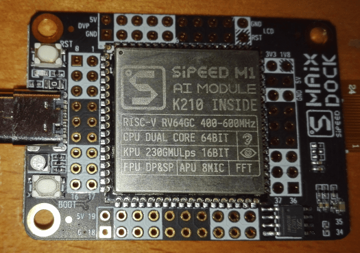 Sieped M1 Dock Suit board, showing the Sipeed M1 module.