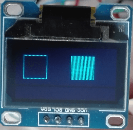 OLED display showing the squares.