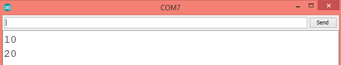Output of the receiver, showing the data members of the received message.